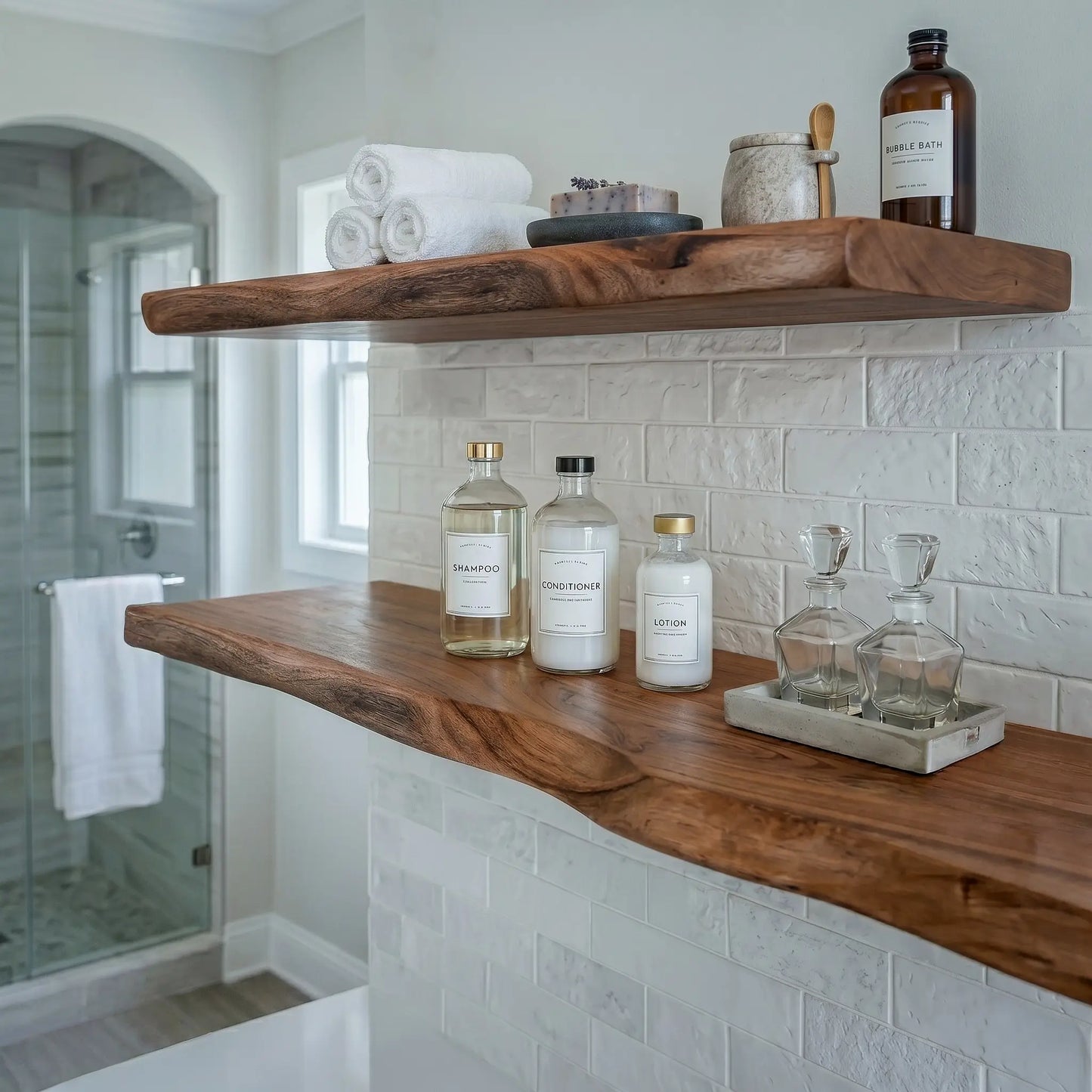 Solid Wood Live Edge Floating Shelf