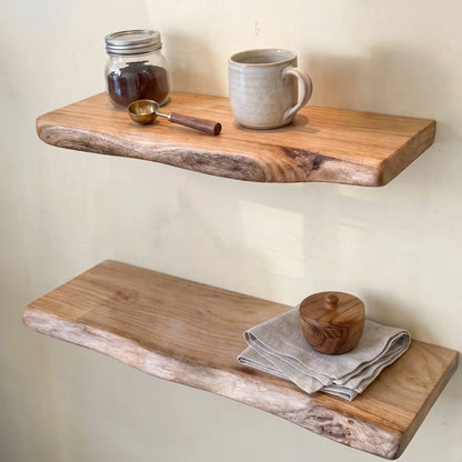 Solid Wood Live Edge Floating Shelf