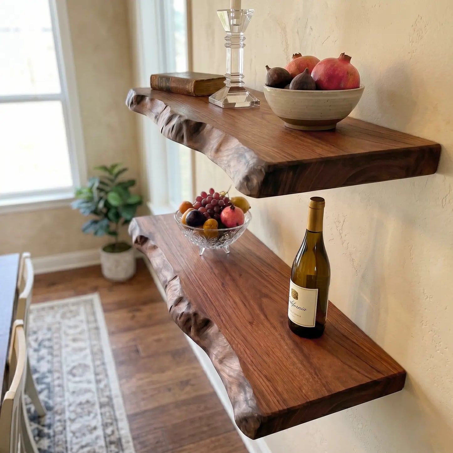 Solid Wood Organic Edge Floating Shelf