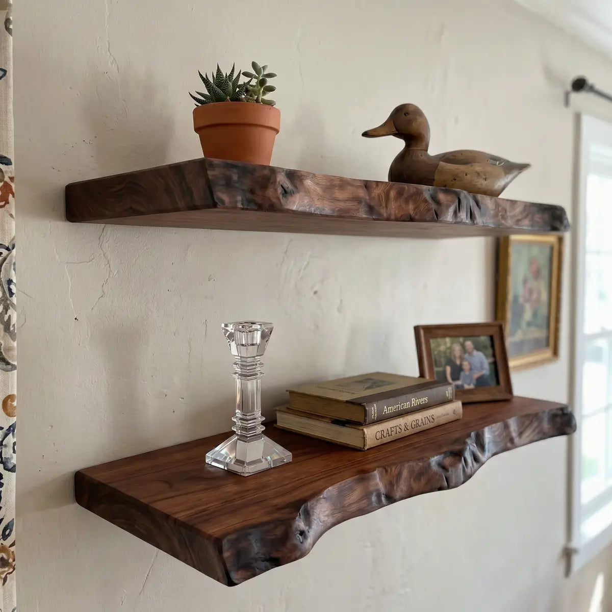 Solid Wood Organic Edge Floating Shelf