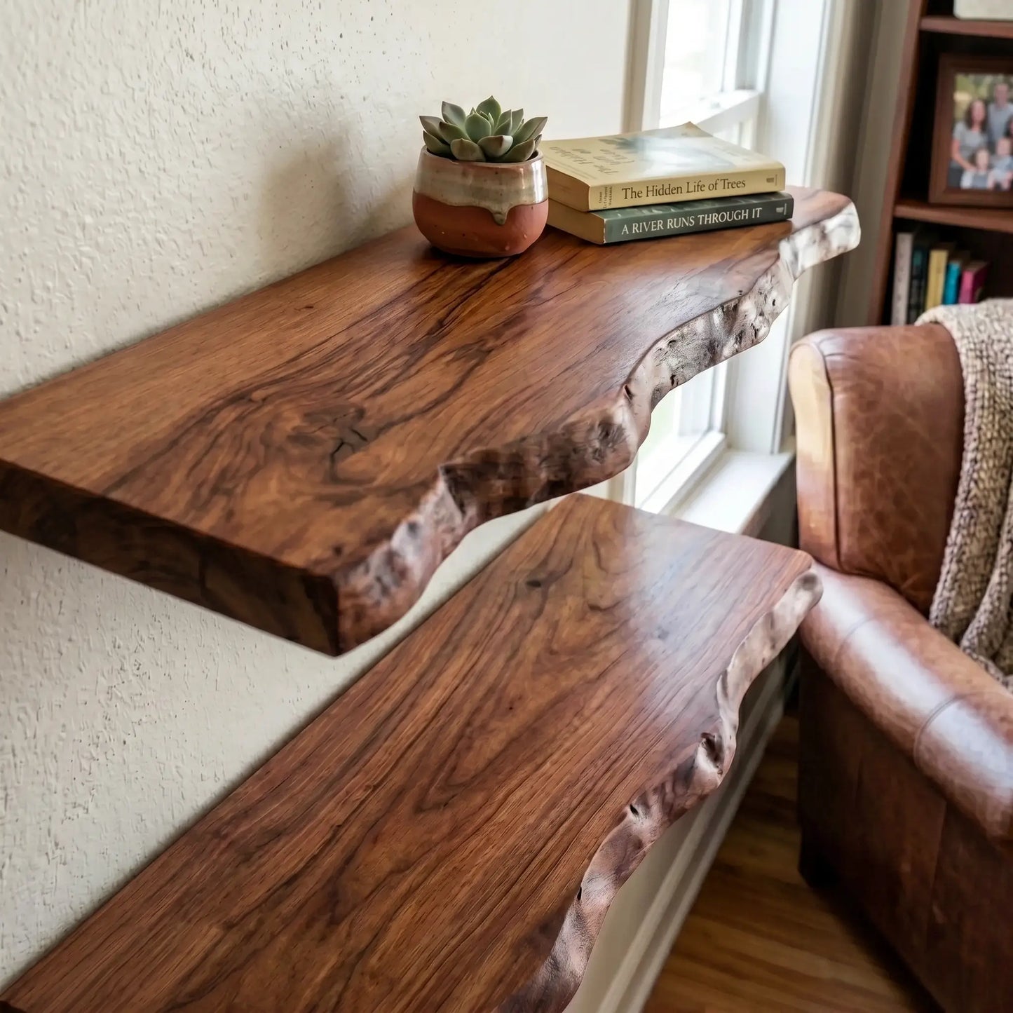 Solid Wood Organic Edge Floating Shelf
