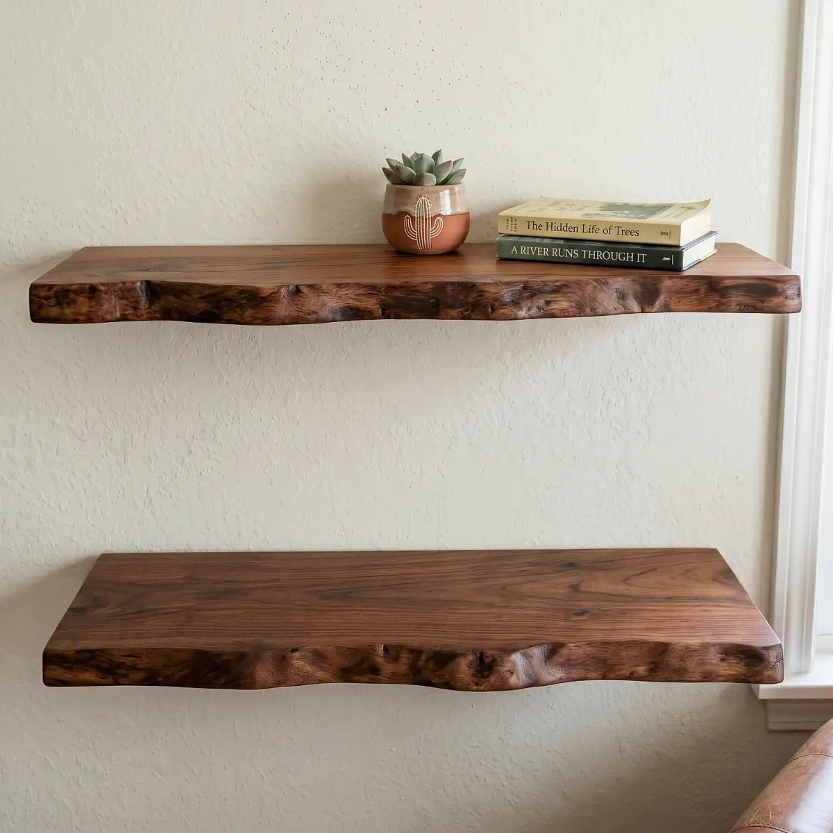 Solid Wood Organic Edge Floating Shelf