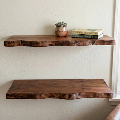 Solid Wood Organic Edge Floating Shelf