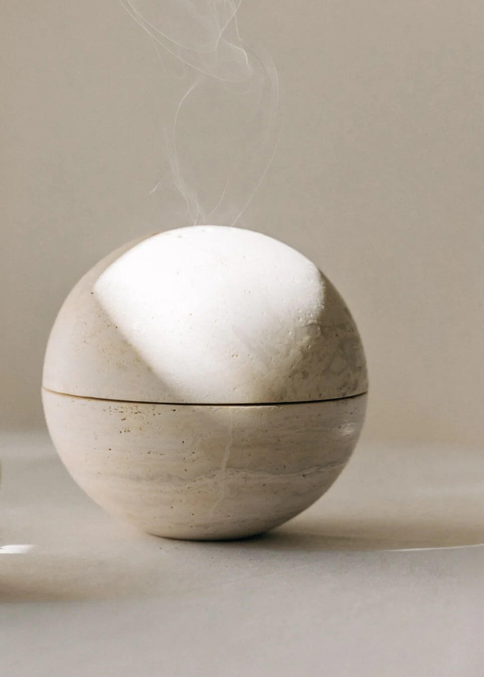 Natural Travertine Sphere Incense Burner