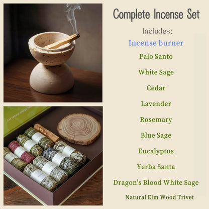 Natural Travertine Sphere Incense Burner