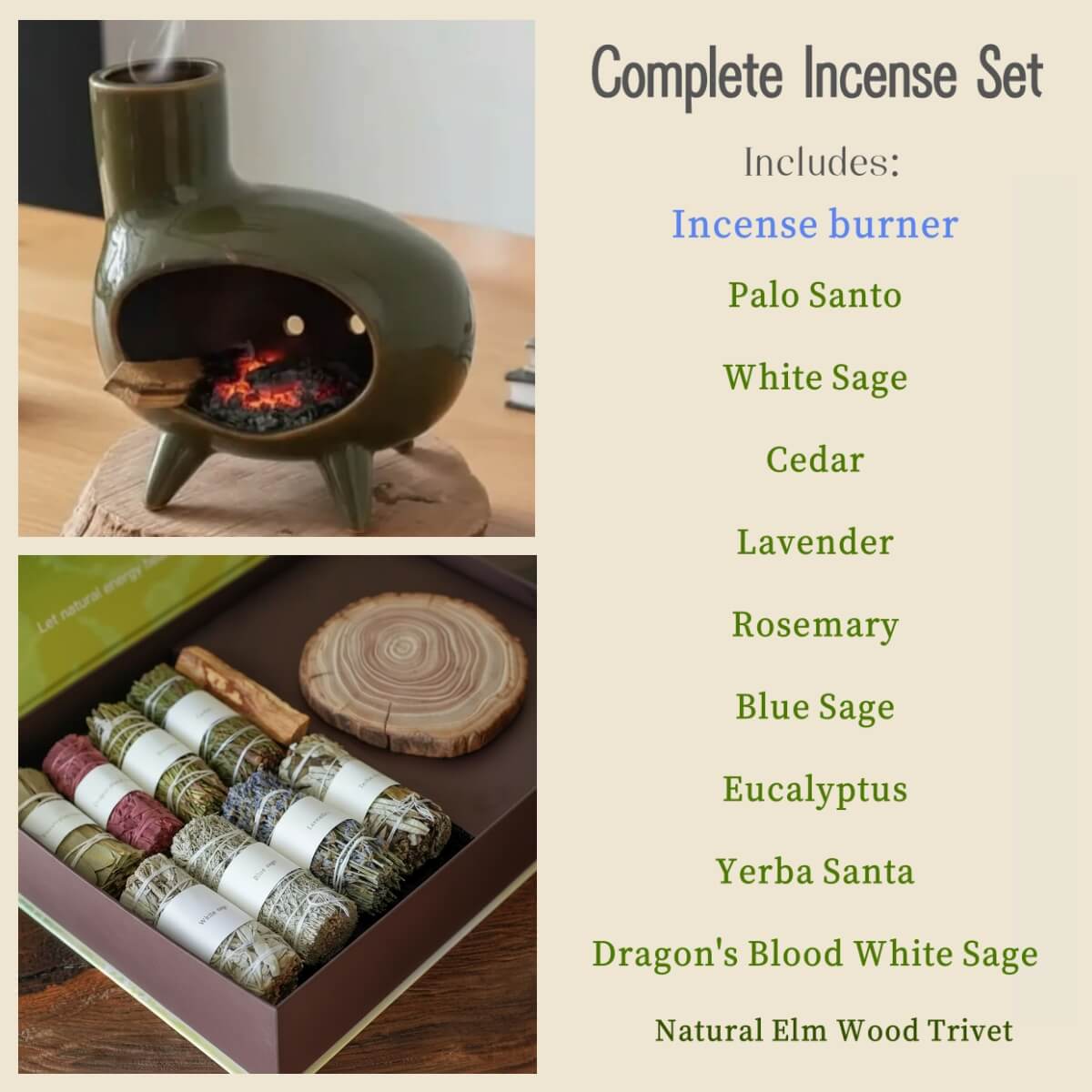 Handmade Ceramic Incense Burner – Retro Green Fireplace Design