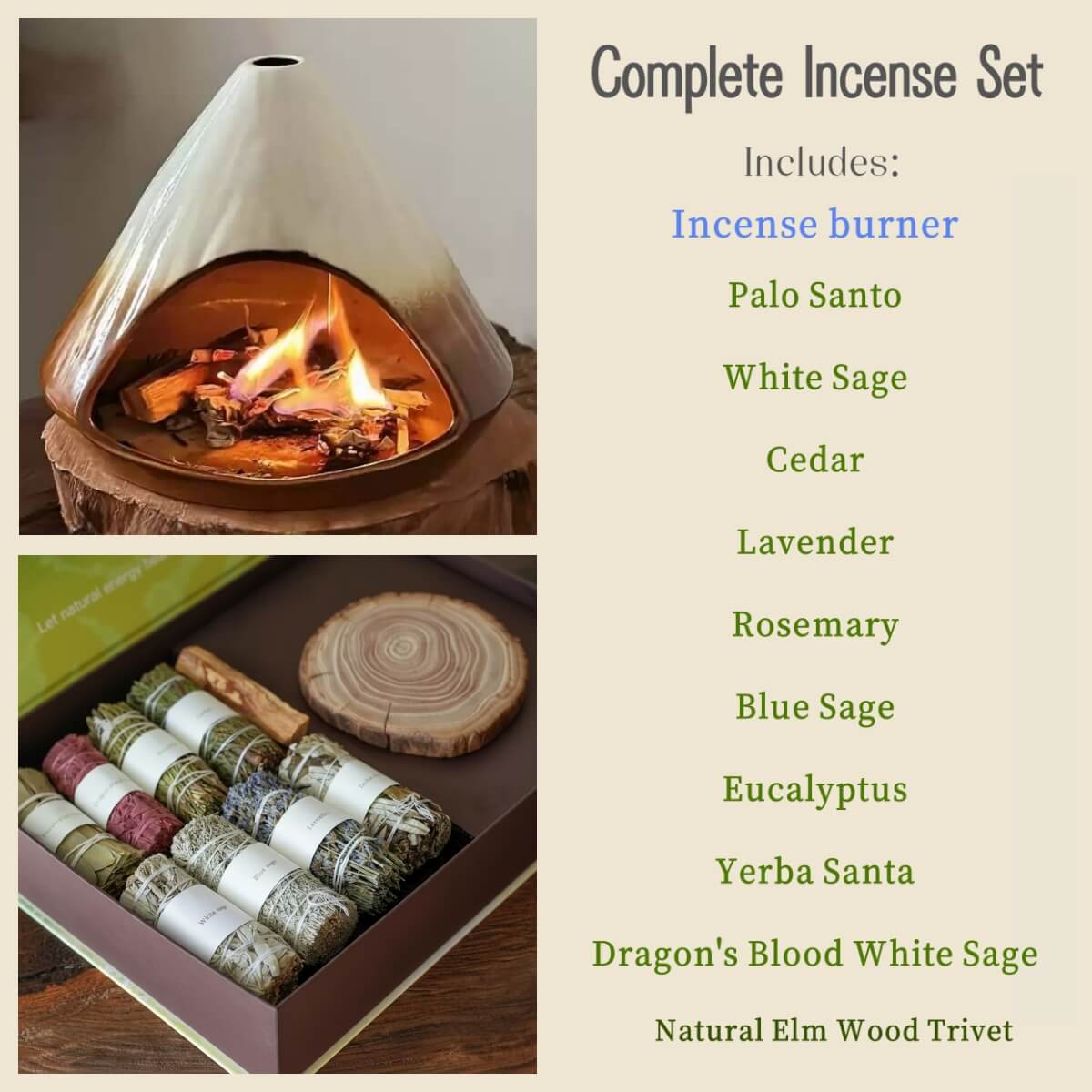 Handmade Ceramic Incense Burner – White Gradient Mountain Fireplace Design