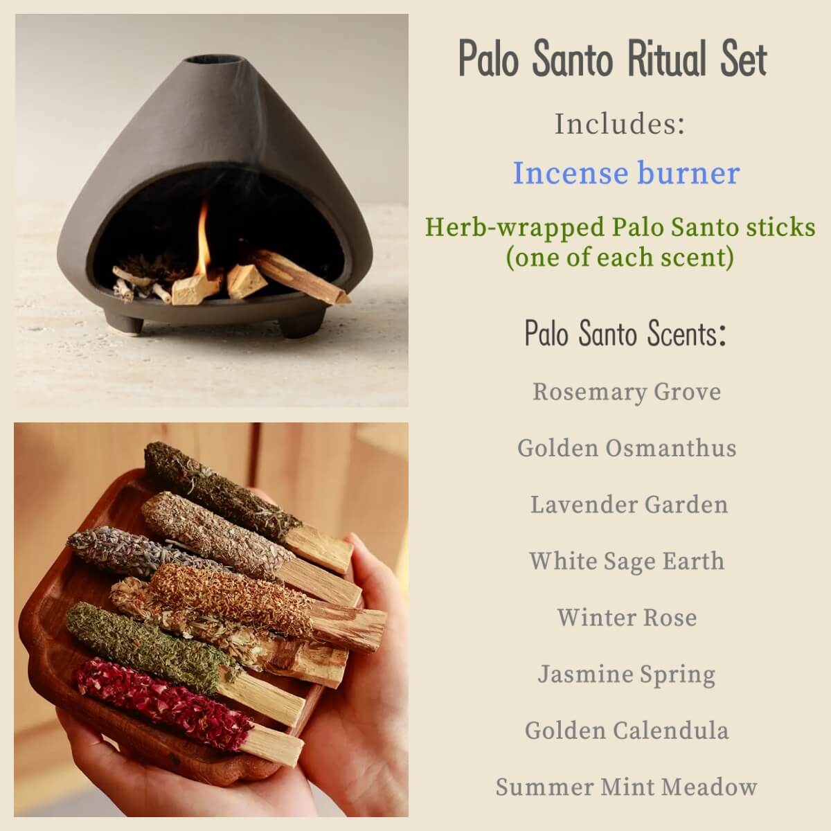 Handmade Ceramic Palo Santo Burner – Mountain Fireplace Incense Burner