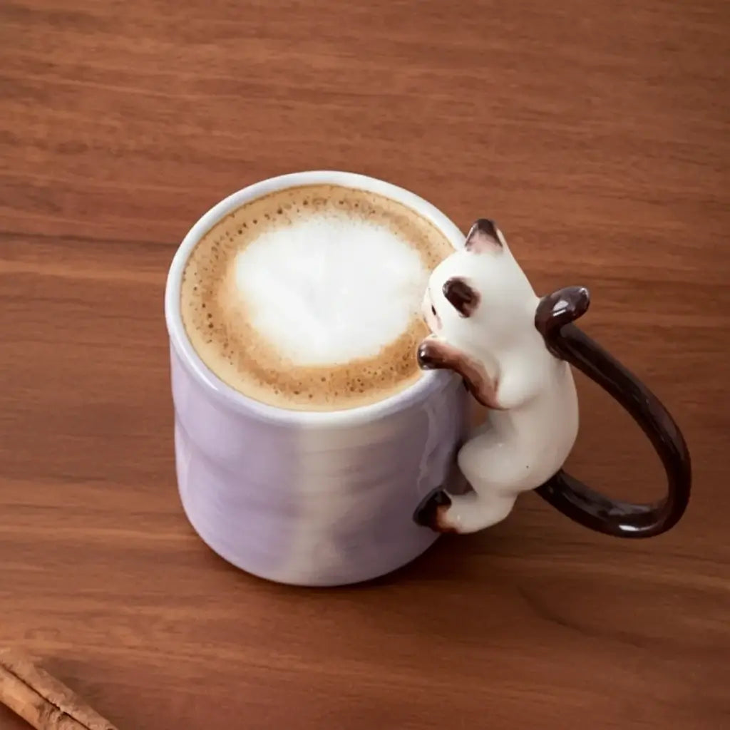 Handcrafted Cat Climbing Mug