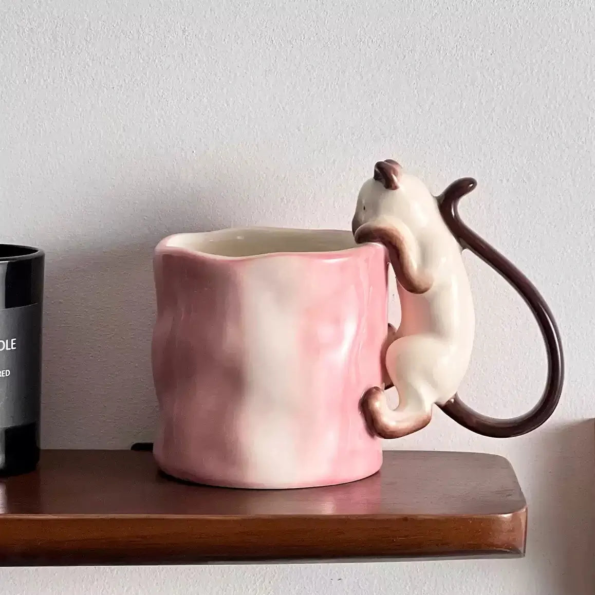 Handcrafted Cat Climbing Mug