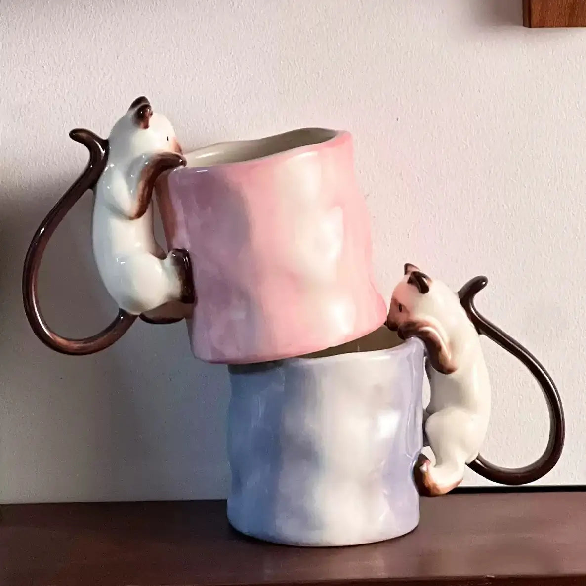 Handcrafted Cat Climbing Mug
