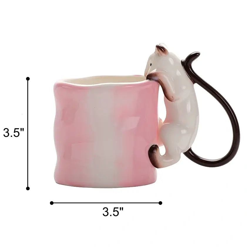 Handcrafted Cat Climbing Mug