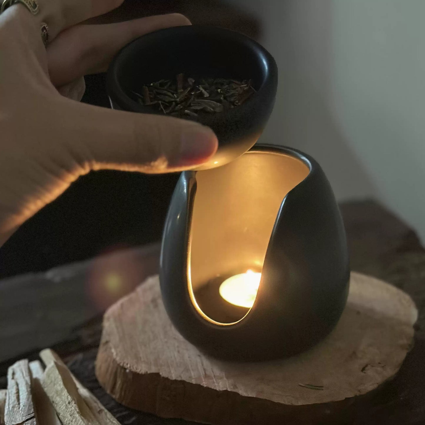 Handmade Ceramic Candle Incense Burner – Two-Layer Design