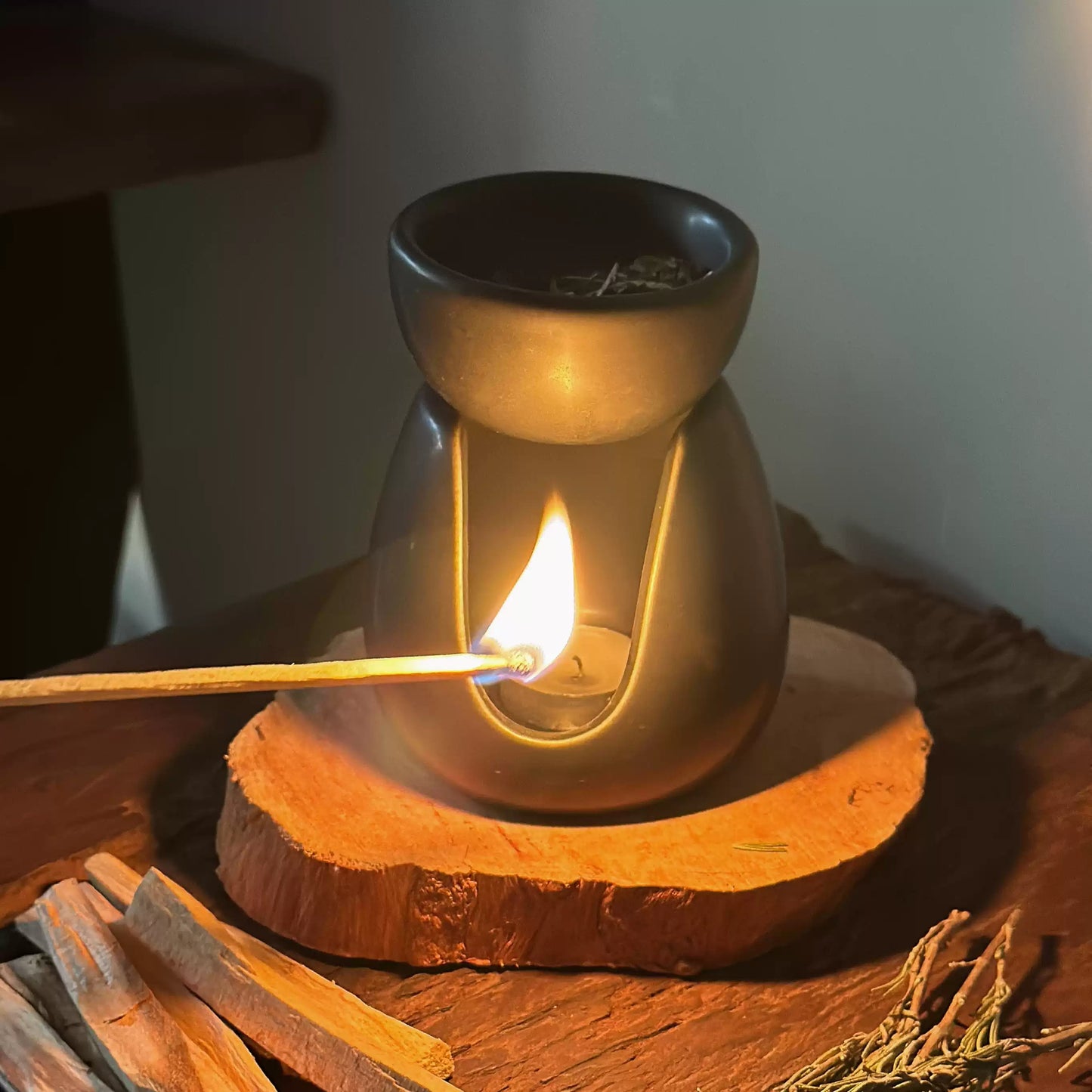 Handmade Ceramic Candle Incense Burner – Two-Layer Design