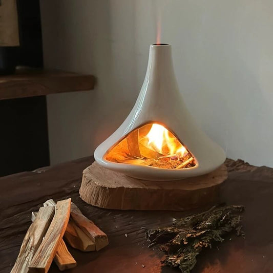 Handmade Glazed Ceramic Incense Burner – Modern Fireplace Design
