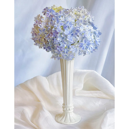Ivory Fluted Ceramic Vase – Slim Vintage-Inspired Flower Vase