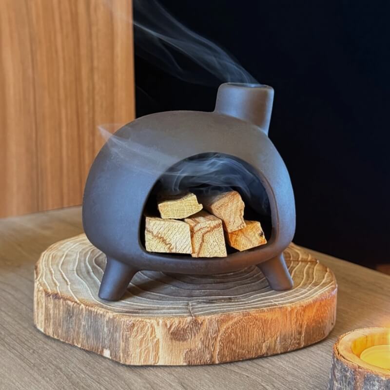 Handmade Ceramic Incense Burner – Mini Fireplace Aromatherapy Pot
