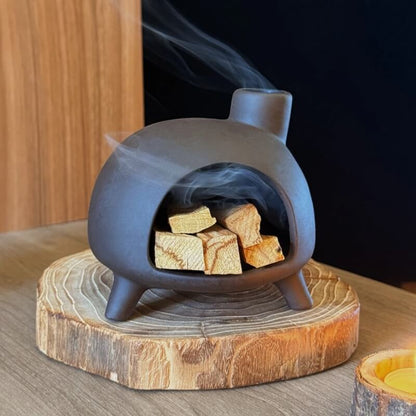 Handmade Ceramic Incense Burner – Mini Fireplace Aromatherapy Pot
