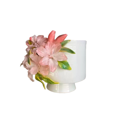 Handcrafted  Azalea 3D Floral Ceramic Cup