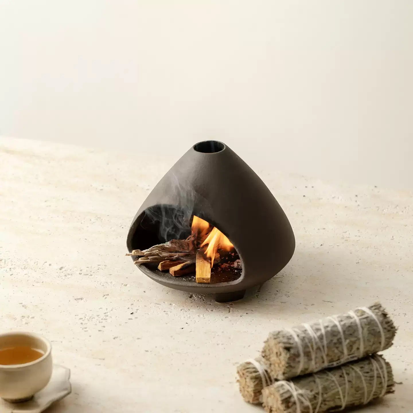 Handmade Ceramic Palo Santo Burner – Mountain Fireplace Incense Burner