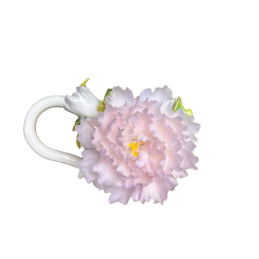 Handcrafted Peony 3D Floral Ceramic Mug