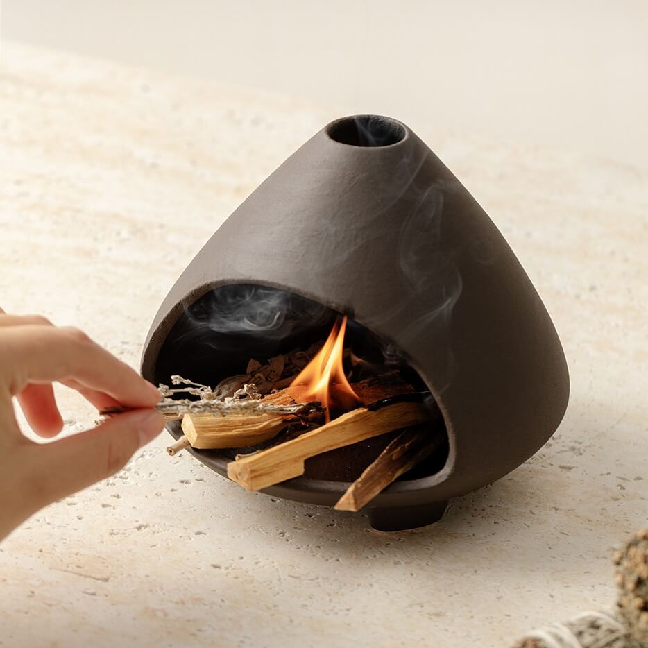 Handmade Ceramic Palo Santo Burner – Mountain Fireplace Incense Burner