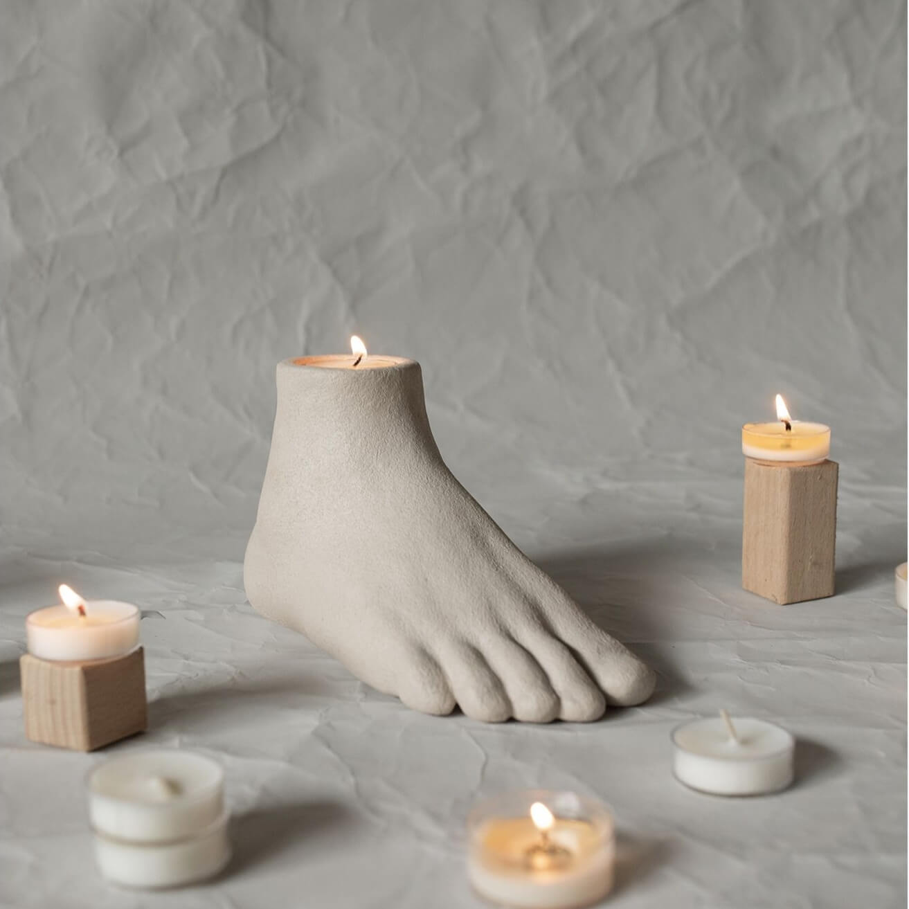 Grounded Light Foot Candle Holder