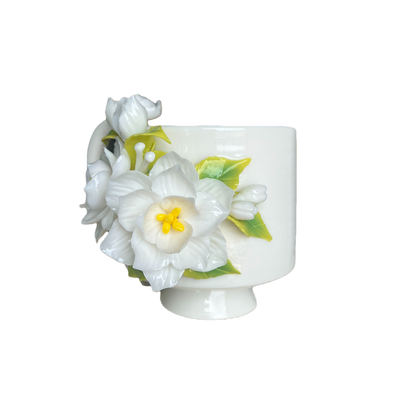 Handcrafted Jasmine 3D Floral Ceramic Mug