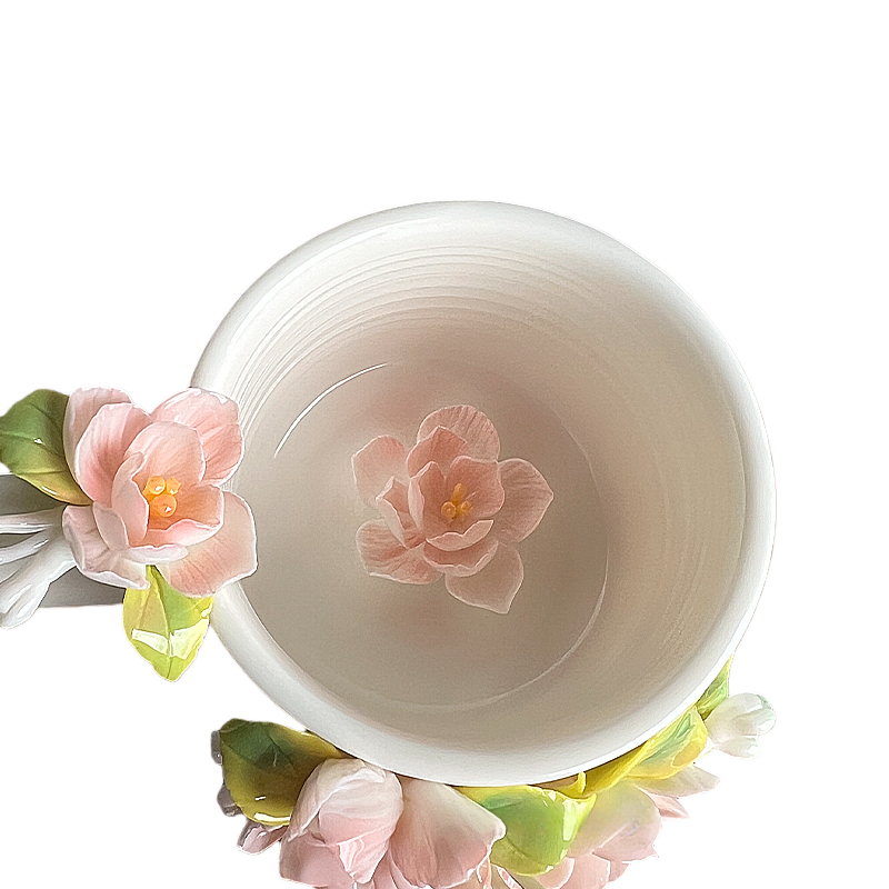 Handcrafted Jasmine 3D Floral Ceramic Mug