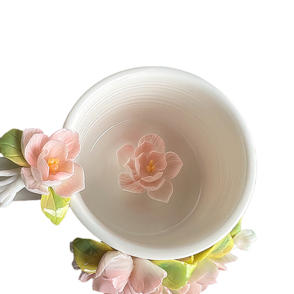 Handcrafted Jasmine 3D Floral Ceramic Mug