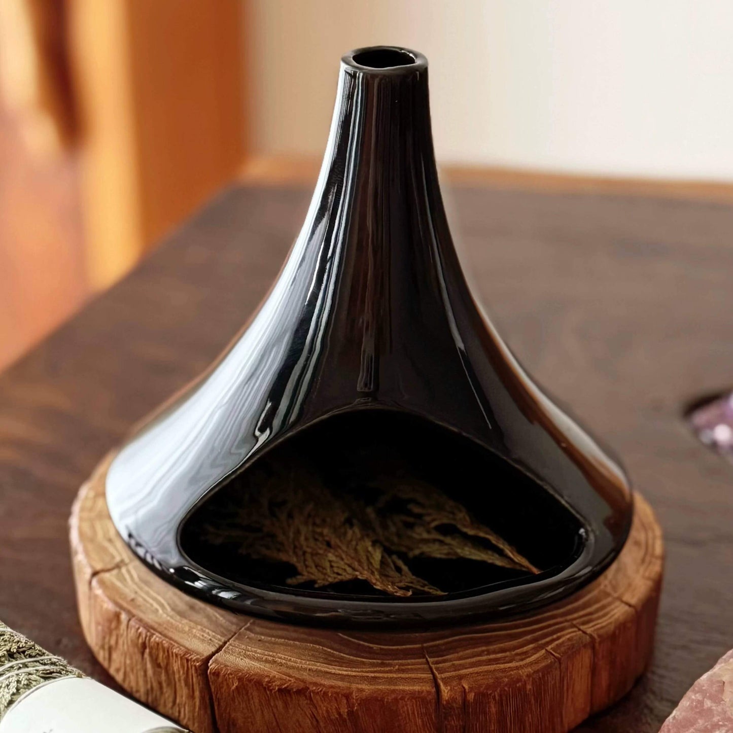 Handmade Glazed Ceramic Incense Burner – Modern Fireplace Design