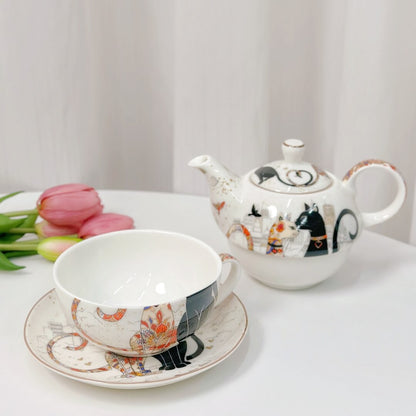 Hand-Painted Ceramic Cat Tea Collection