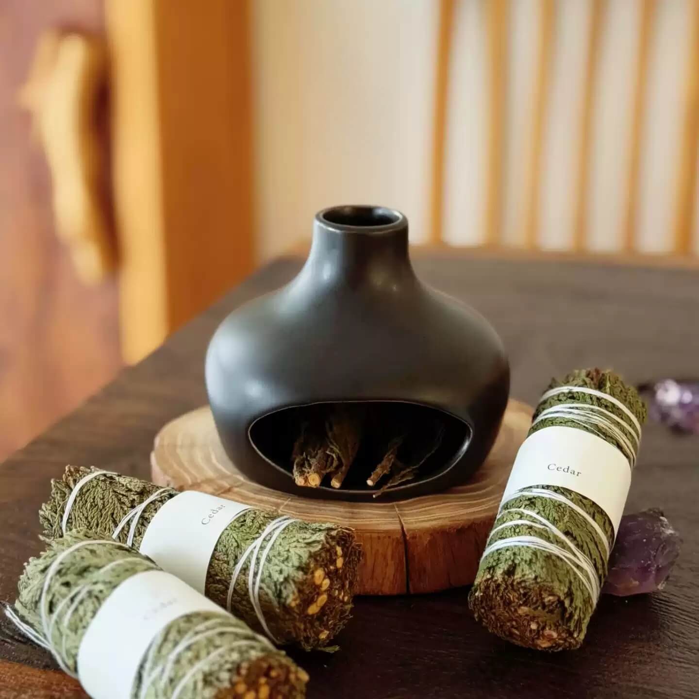Handmade Ceramic Incense Burner – Bottle Fireplace Design