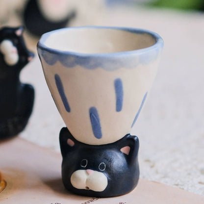 Cute Cat Ceramic Tea Set – Teapot & Mini Cups, Handcrafted Animal Design, Home Decor & Gift for Cat Lovers