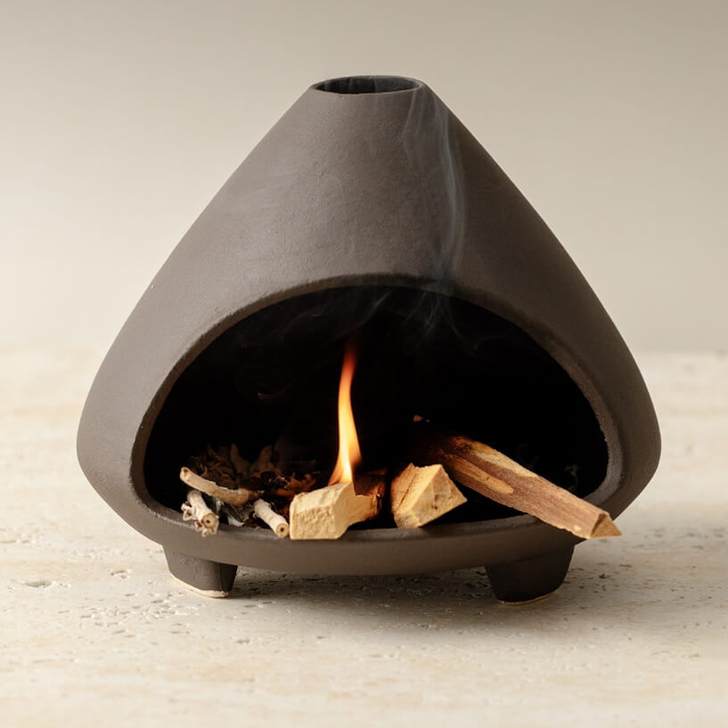 Handmade Ceramic Palo Santo Burner – Mountain Fireplace Incense Burner