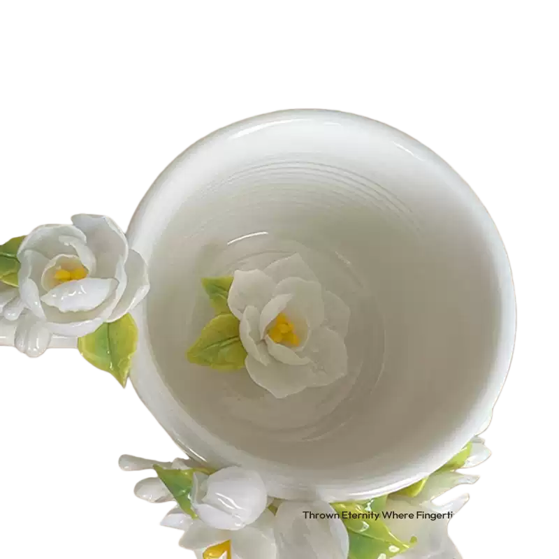 Handcrafted Jasmine 3D Floral Ceramic Mug