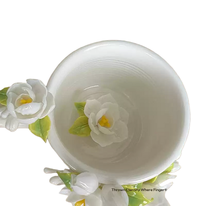 Handcrafted Jasmine 3D Floral Ceramic Mug
