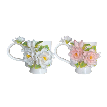 Handcrafted Jasmine 3D Floral Ceramic Mug