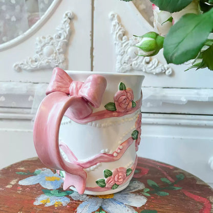 Handmade Rose Ribbon Floral Mug