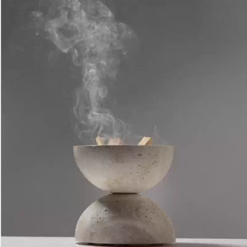 Natural Travertine Sphere Incense Burner