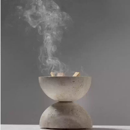 Natural Travertine Sphere Incense Burner
