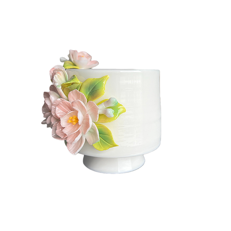 Handcrafted Jasmine 3D Floral Ceramic Mug