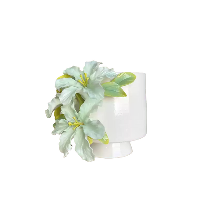 Handcrafted Light Green Azalea 3D Floral Ceramic Mug