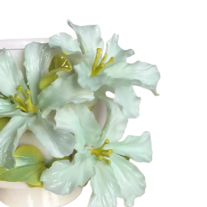 Handcrafted Light Green Azalea 3D Floral Ceramic Mug