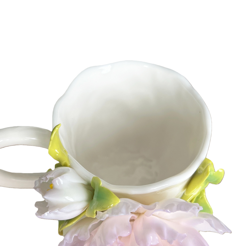 Handcrafted Peony 3D Floral Ceramic Mug