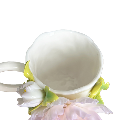 Handcrafted Peony 3D Floral Ceramic Mug