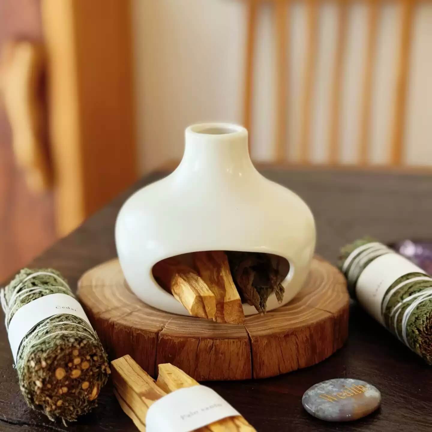 Handmade Ceramic Incense Burner – Bottle Fireplace Design