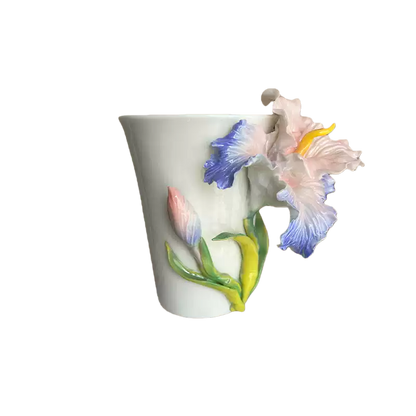 Handcrafted 3D Iris Ceramic Cup