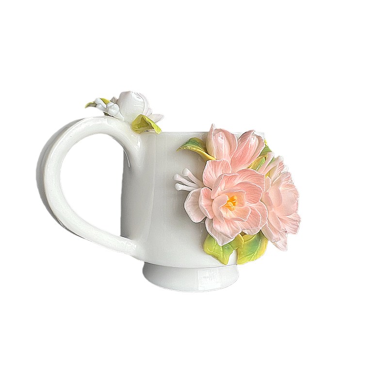 Handcrafted Jasmine 3D Floral Ceramic Mug