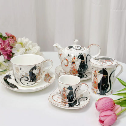 Hand-Painted Ceramic Cat Tea Collection